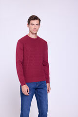 Milano Camisola estruturado com gola redonda Bordeaux