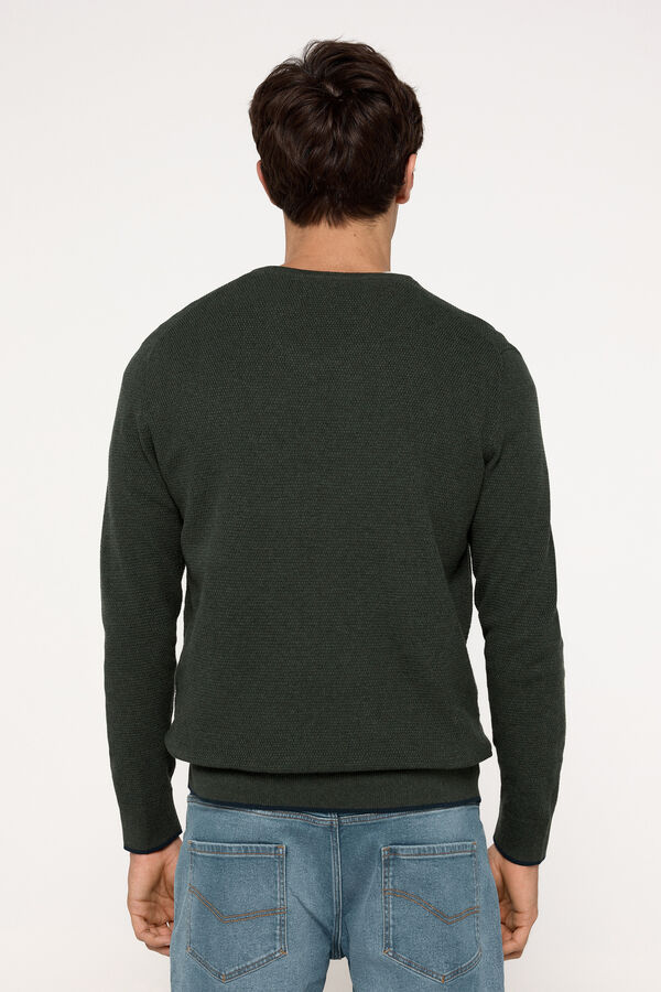 Milano Suéter microestruturado com gola em bico Verde