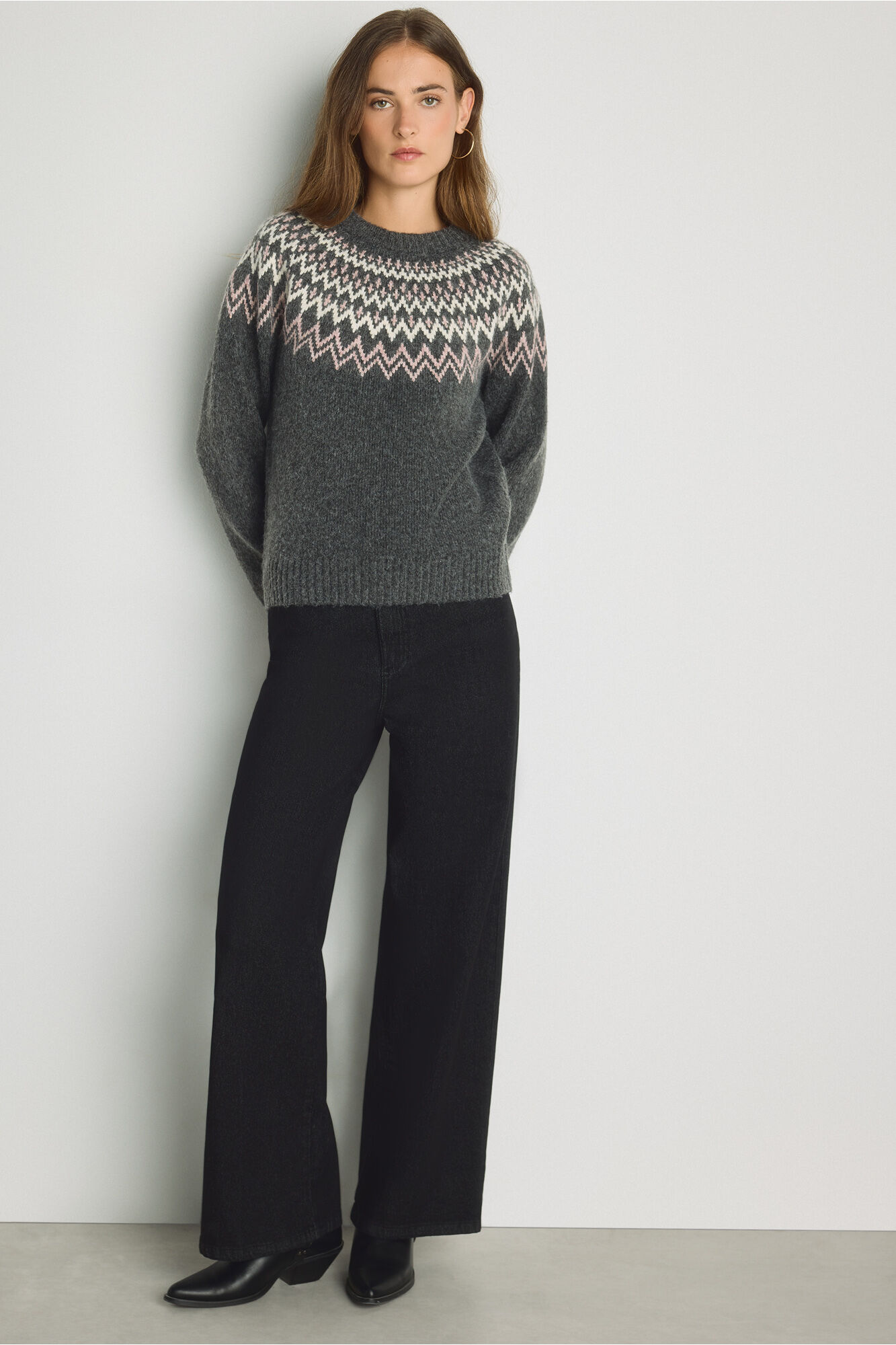 Milano Camisola gola redonda com jacquard