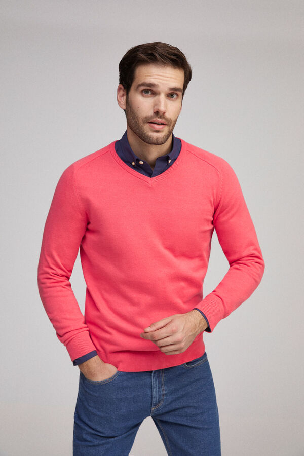 Fifty Outlet Jersey cuello pico Rojo/Coral