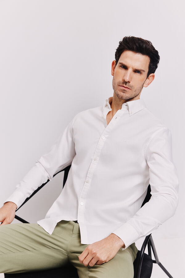Milano Camisa lisa manga larga Blanco