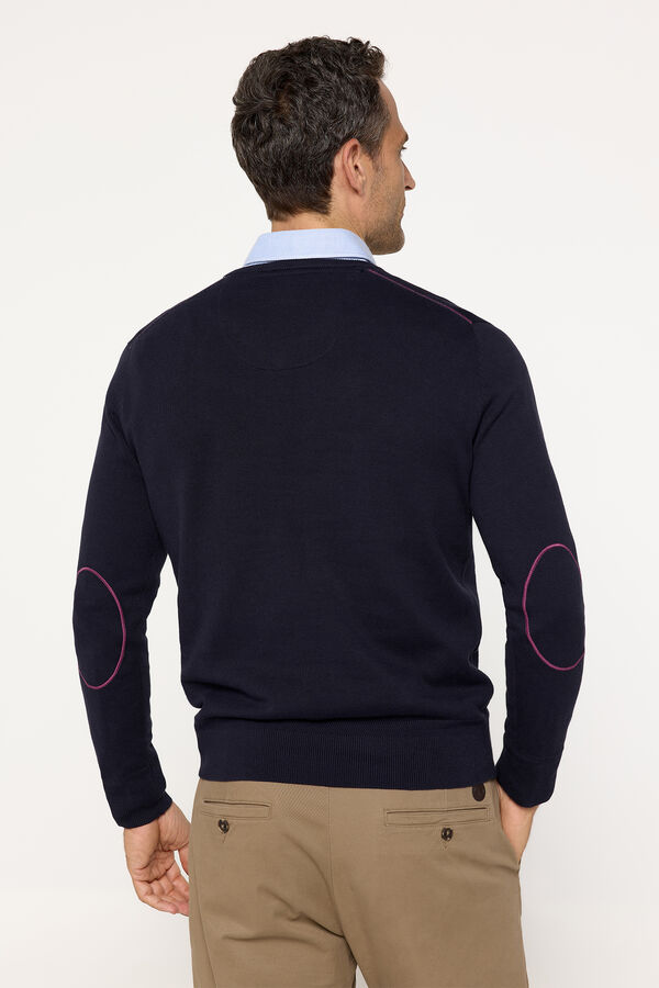 Fifty Outlet Jersey cuello pico algodón Navy