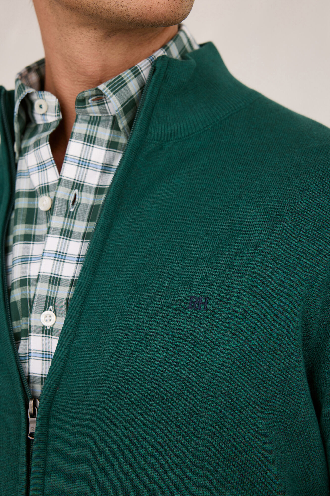 Pedro del Hierro Cardigan com fecho-&eacute;clair e logo