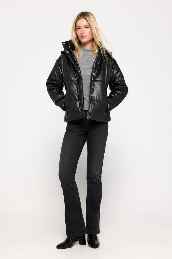 Milano Abrigo corto acolchado efecto piel Negro