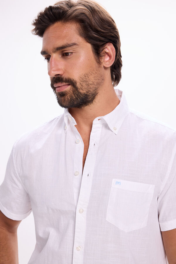 Milano Camisa malha slub lisa Branco