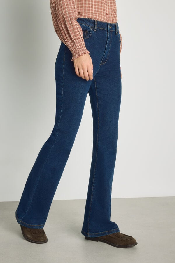 Milano Pantal&oacute;n denim flare Azul Oscuro