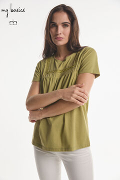 Fifty Outlet T-shirt sustentável renda ornamental Verde
