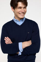 Milano Camisola b&aacute;sica com decote de bico Marinho