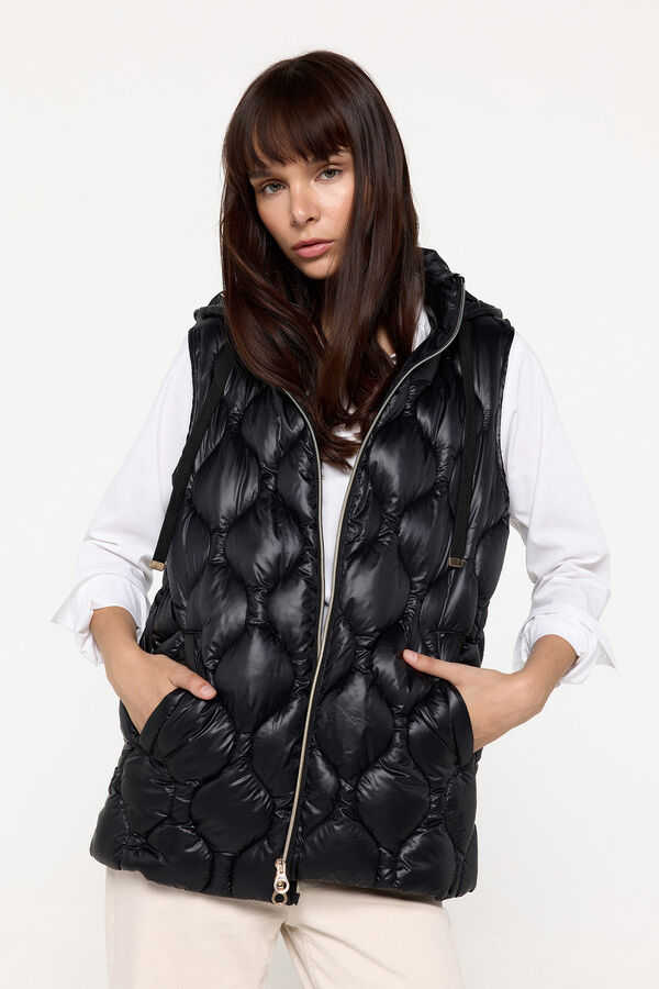 Milano Colete acolchoado capuz Preto