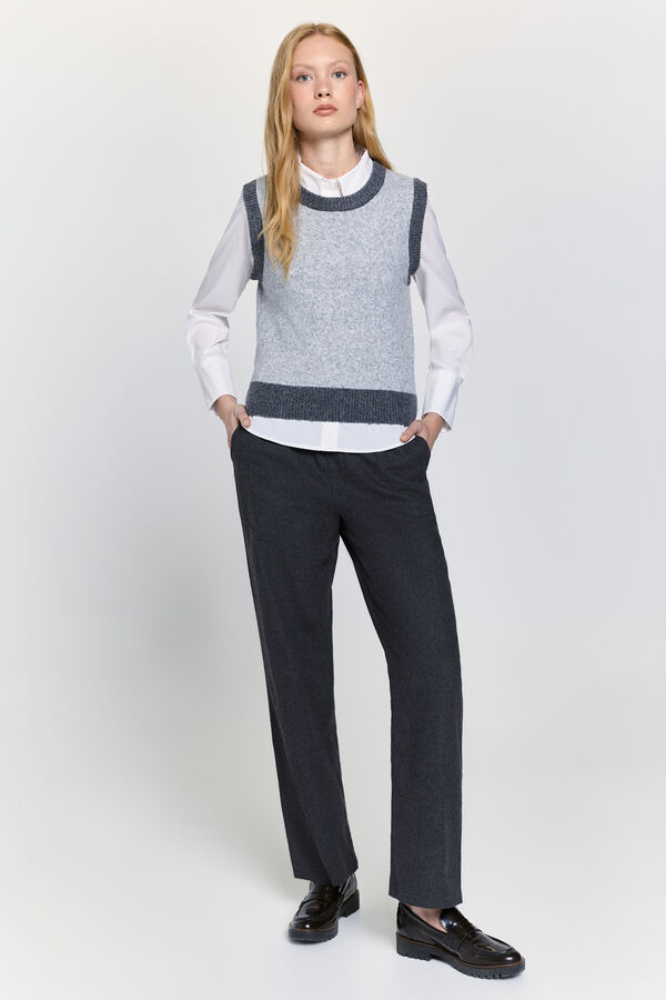 Milano Malha de colete com detalhes contrastantes Cinzento oscuro