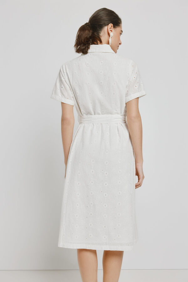 Milano Vestido denim escote pico Marfil