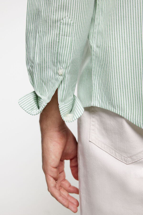 milano Camisa oxford riscas Estampado verde