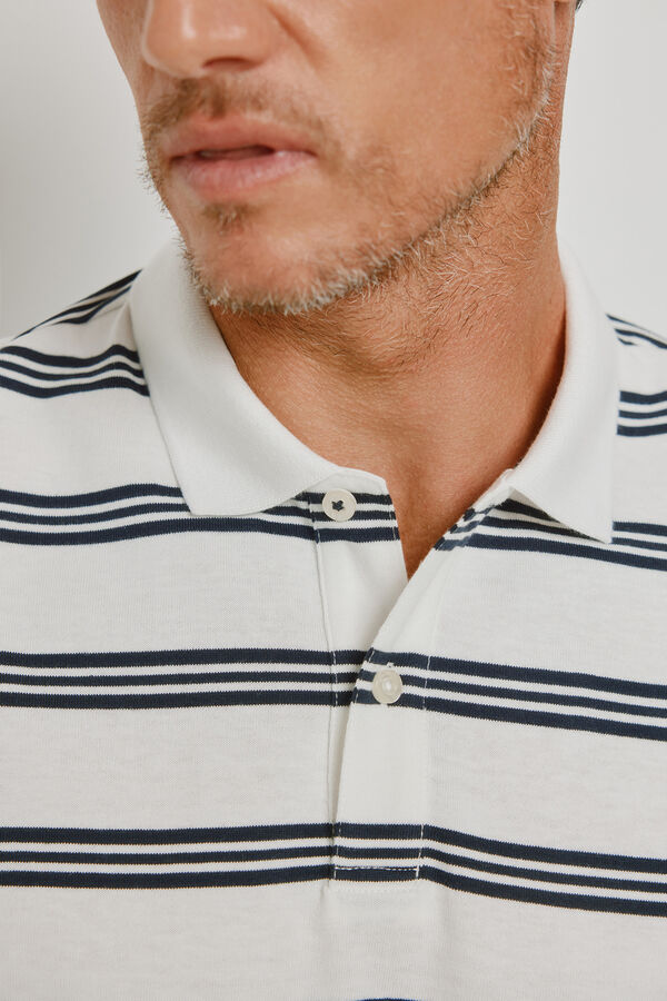 Pedro del Hierro Polo de riscas de manga curta Branco