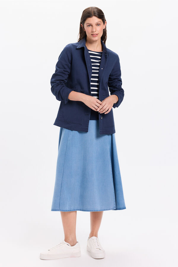 Milano Chaqueta sahariana de algodón efecto lavado Navy