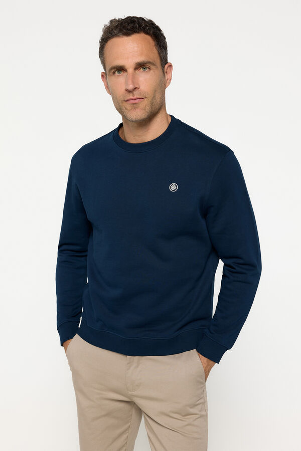 Fifty Outlet Sudadera cuello caja bordada Navy