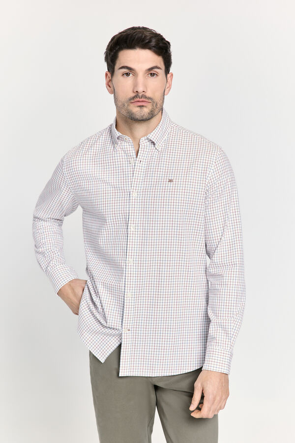 Pedro del Hierro Camisa xadrez com caimento relaxado Marfim