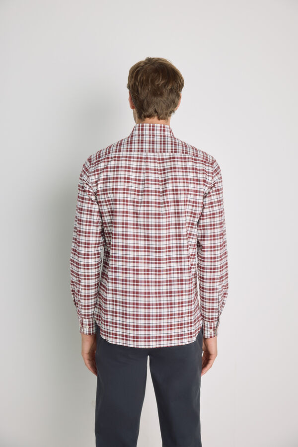 Pedro del Hierro Camisa cuadros manga larga Granate