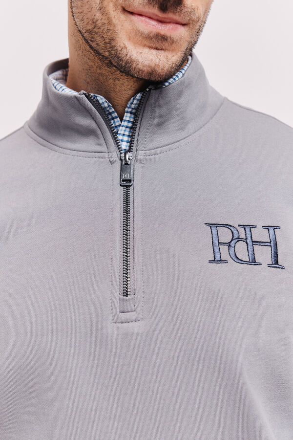 Pedro del Hierro Sudadera cuello semicisne con cremallera Gris