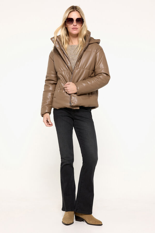 Milano Sobretudo curto acolchoado com efeito de pele Bege