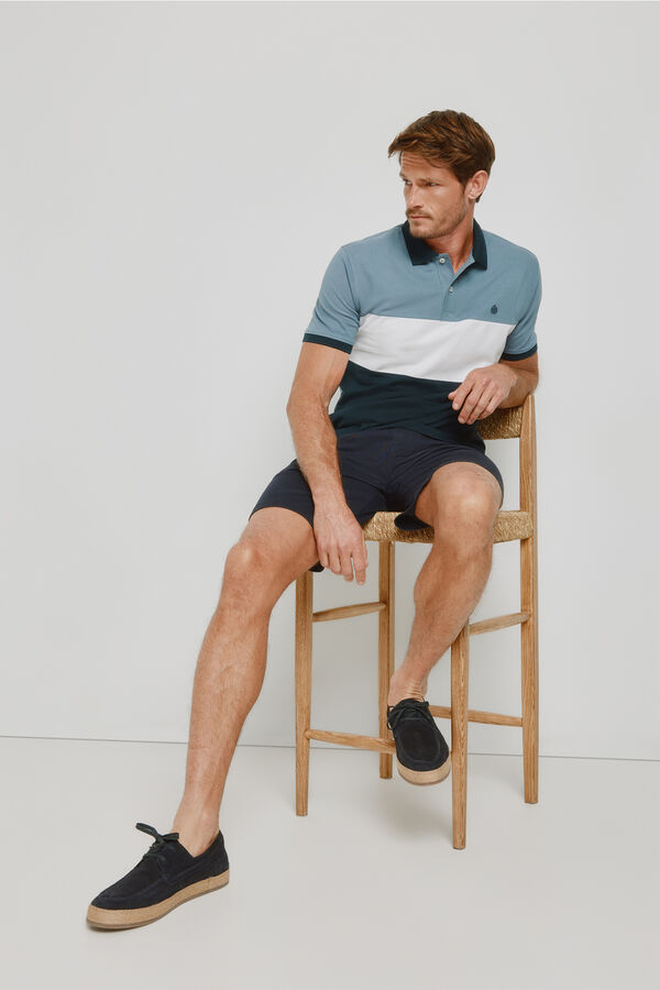 Springfield Polo de riscas de manga curta Azul