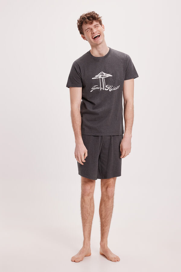 Milano Pijama corto print posicional Gris