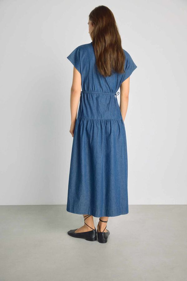 Milano Vestido denim escote pico Azul Claro