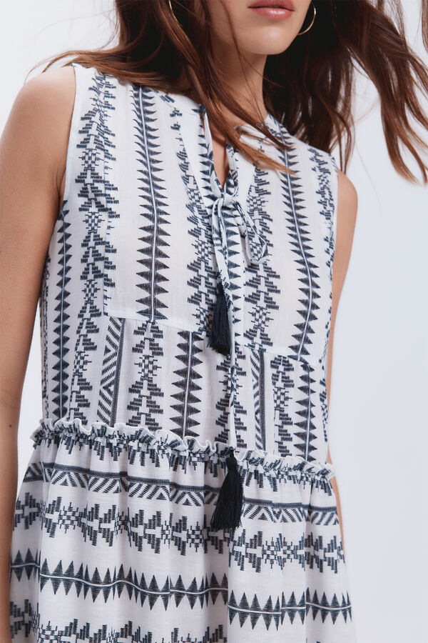 Milano Vestido longo midi &eacute;tnico Branco