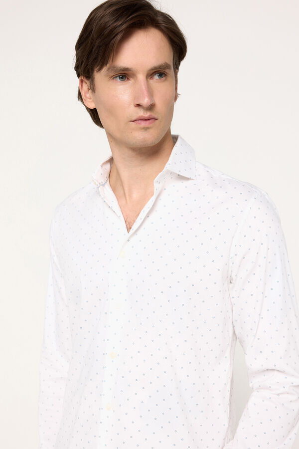 Milano Camisa Stretch Estampada Azul