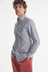 Fifty Outlet Camisa Lino Rayas Azul