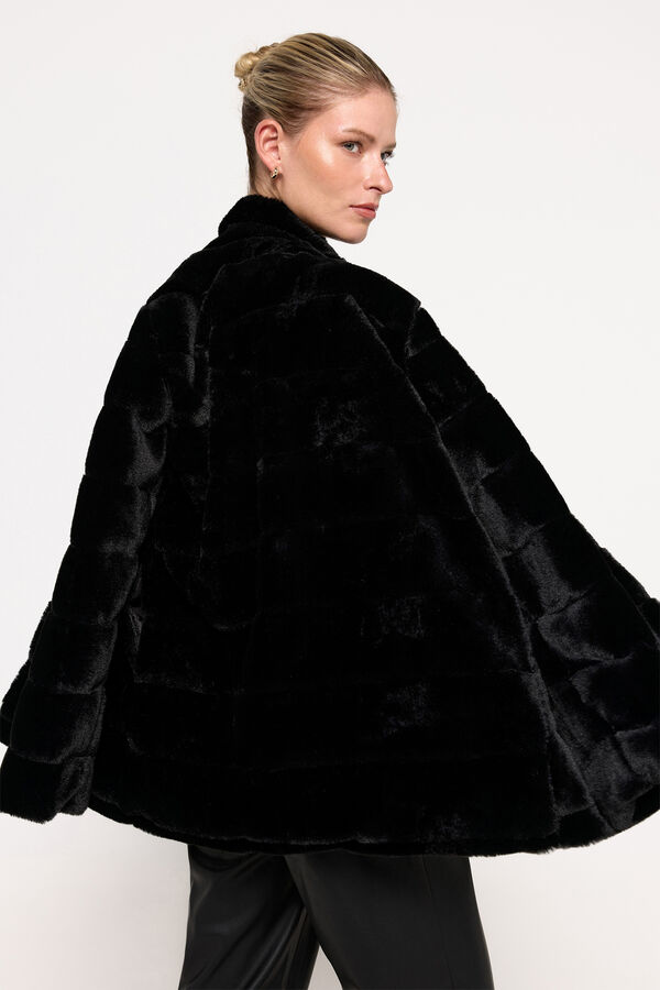 Milano Abrigo efecto piel vison Negro