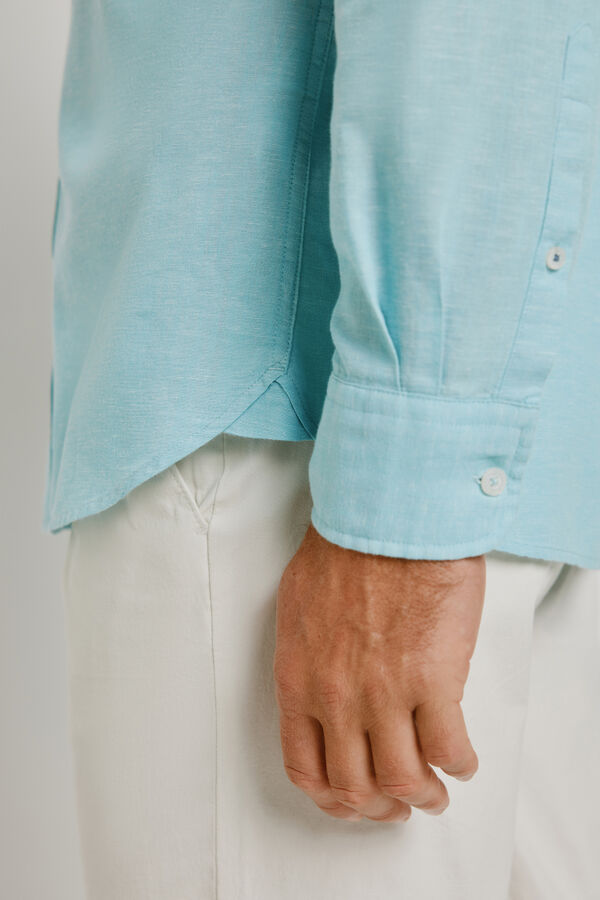 Pedro del Hierro Camisa lisa de manga comprida Azul turquesa