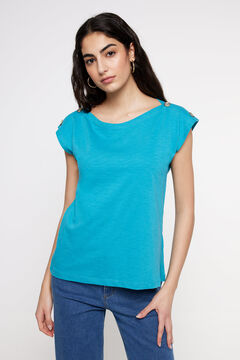 Fifty Outlet Camiseta botones hombro Azul turquesa