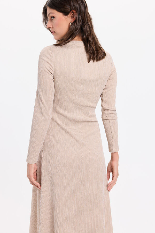 Milano Vestido midi tejido elástico Beige/Camel