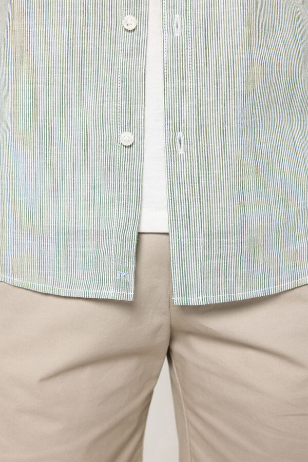 Milano Camisa Slub Rayas Verde