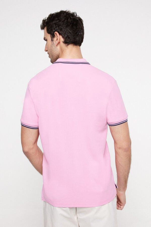 Fifty Outlet Polo Tipping Contraste Rosa