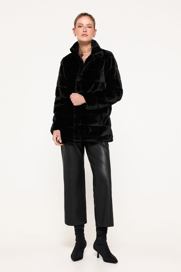 Milano Abrigo efecto piel vison Negro