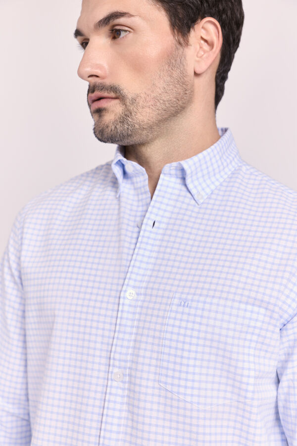 Milano Camisa manga comprida aos quadrados Azul indigo