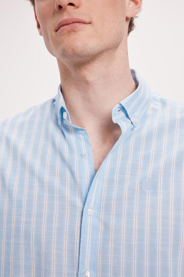 Springfield Camisa Oxford SPF Rayas Azul