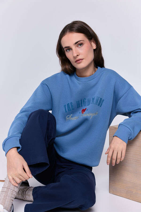 Milano Sudadera felpa azul texto Azul