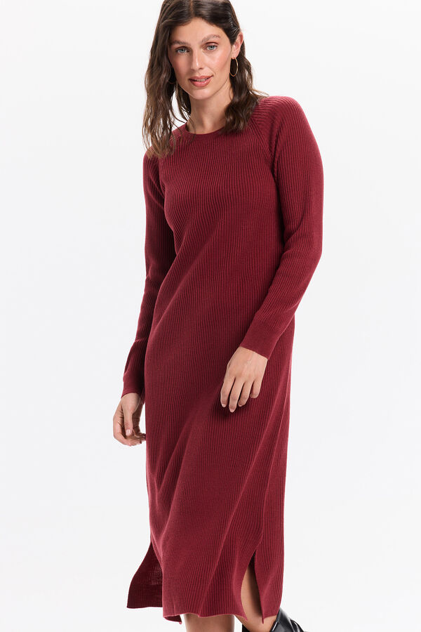 Milano Vestido midi de malha Bordeaux