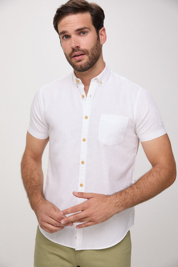 Fifty Outlet Camisa Lino Lisa Blanco