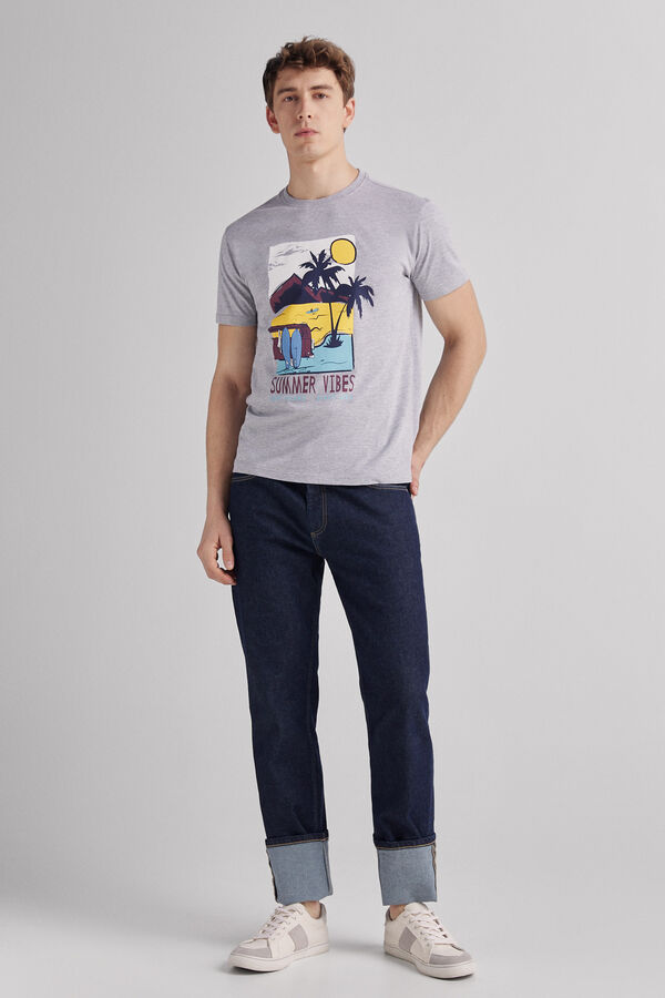 Fifty Outlet T-shirt estampada algodão Cinza medio