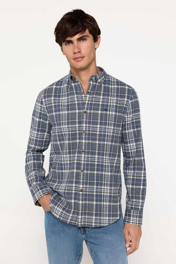 Milano Camisa Twill Cuadros Estampado azul