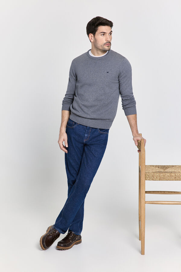 Pedro del Hierro Camisola básica gola caixa Cinza medio