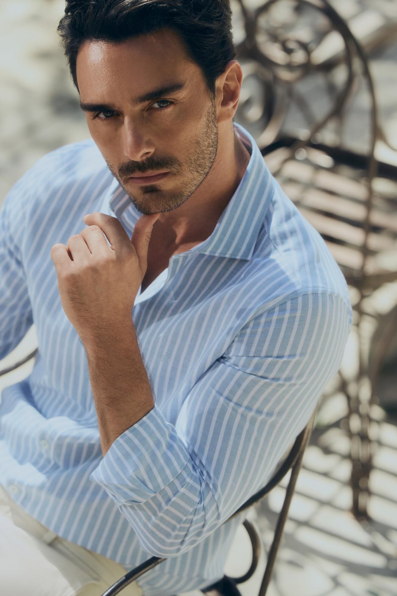 Pedro del Hierro Camisa de riscas de manga comprida