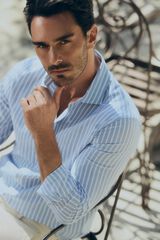 Pedro del Hierro Camisa de riscas de manga comprida Azul indigo
