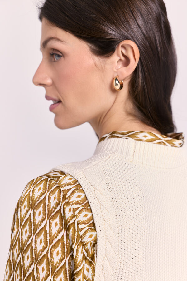 Milano Colete de malha com tran&ccedil;as Bege