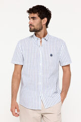 Fifty Outlet Camisa malha slub riscas Estampado azul