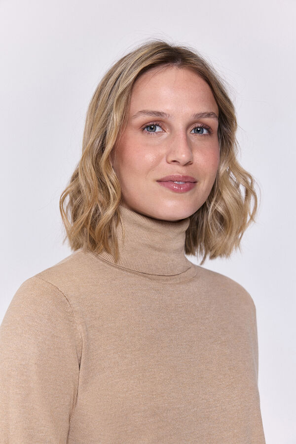 Milano Camisola de gola alta de viscose Camel