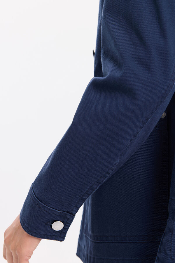 Milano Chaqueta sahariana de algodón efecto lavado Navy